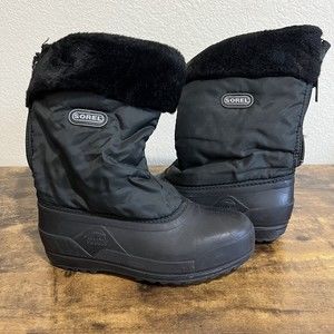 Sorel Kids Winter Boots Size 3 Black Waterproof SB07